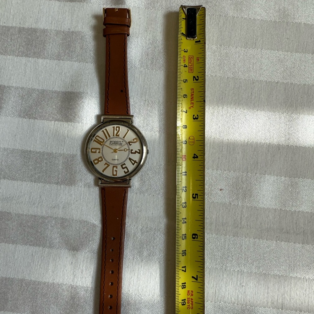 Fossil Tan Leather Watch with Silver Case